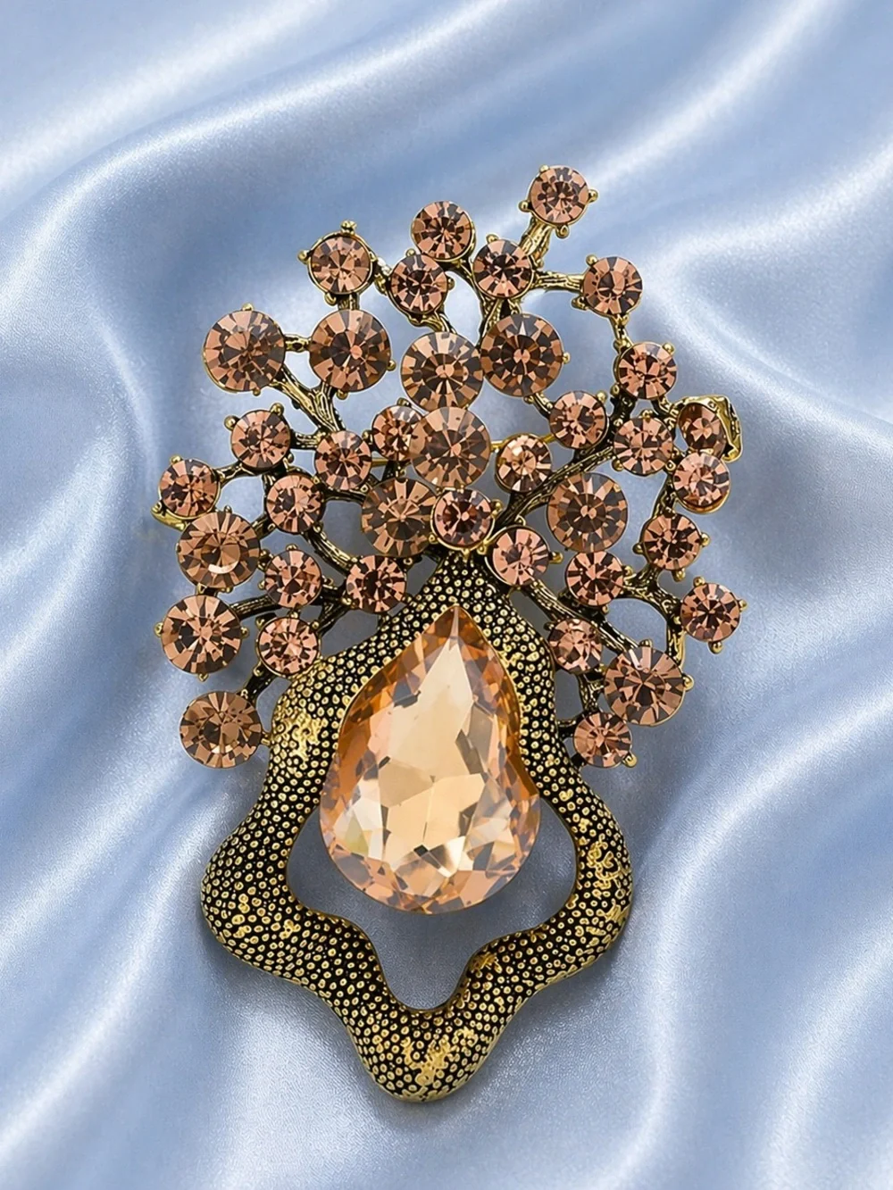Amber Avangarde Brown Crystal Brooch